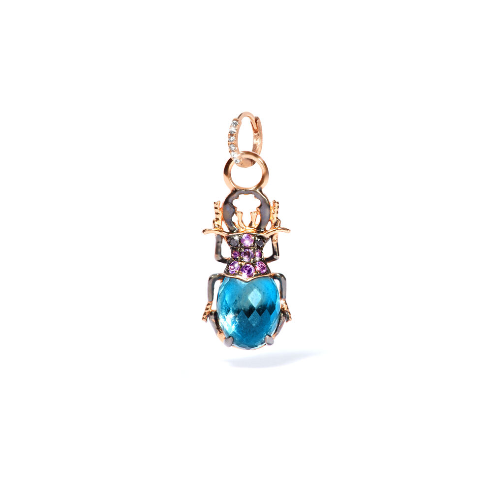 Mythology 18ct Rose Gold Topaz Beetle Single Earring Drop | Annoushka jewelley